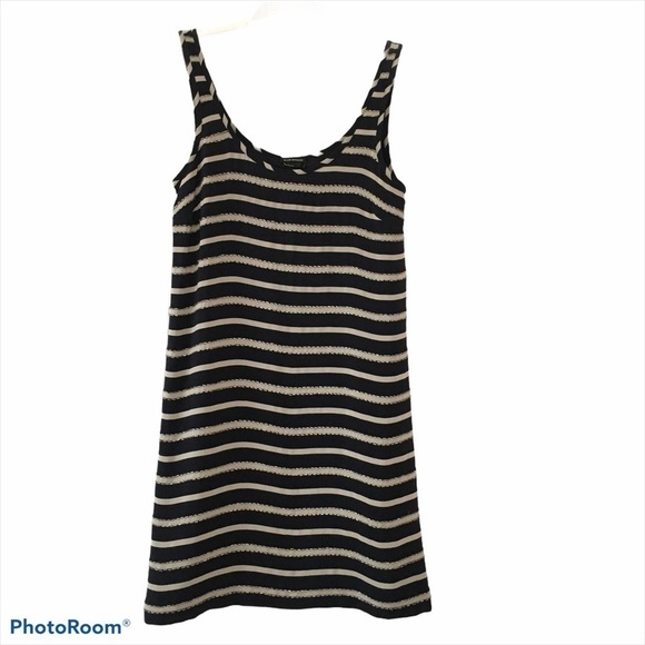 Club Monaco Silk Striped Tank Dress with Sequin Detail Size Extra Small - Picture 2 of 11